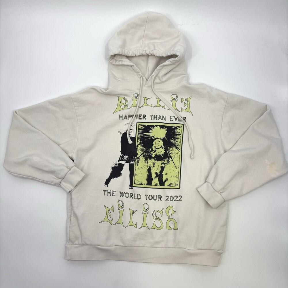 Billie Eilish Happier Than Ever 2022 World Tour Hoodie Small White Sweatshirt